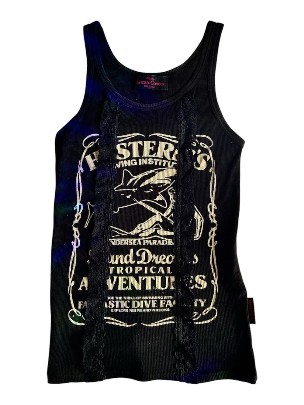 Hysteric Glamour Black Graphic Lace Cami Tank Top